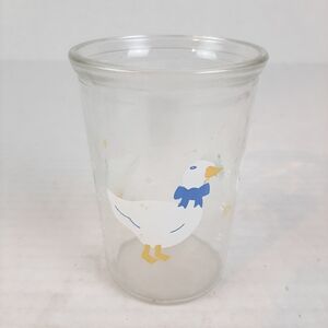 🔥BAMA Jelly Jar White Ducks Geese w/ Blue Bows Juice Glass
